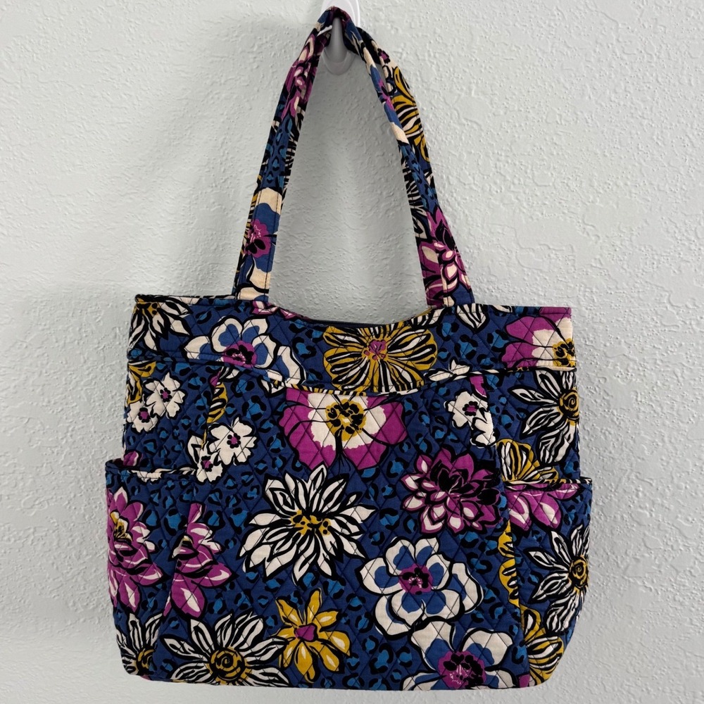 Vera Bradley Tote Get Carried Away African Violet Quilted Zip Top Tote